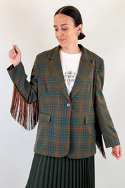 Blazer scozzese con frange