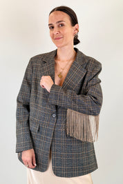Blazer scozzese con frange