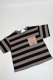 T-shirt righe tasca paillettes