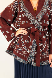 Cardigan bandana con frange