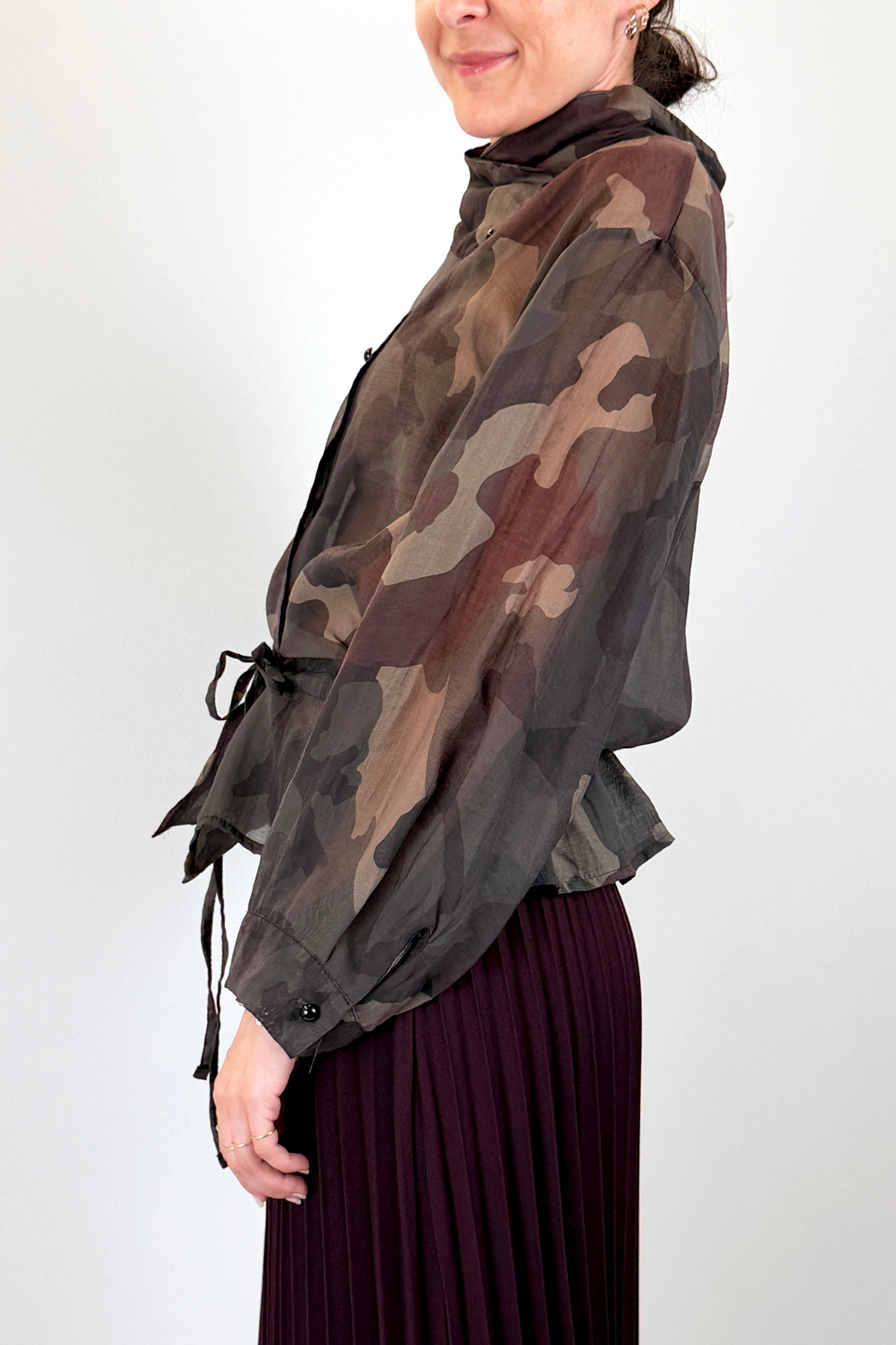 Camicia mimetica collo coreano