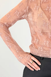 Maglia pizzo buco manica