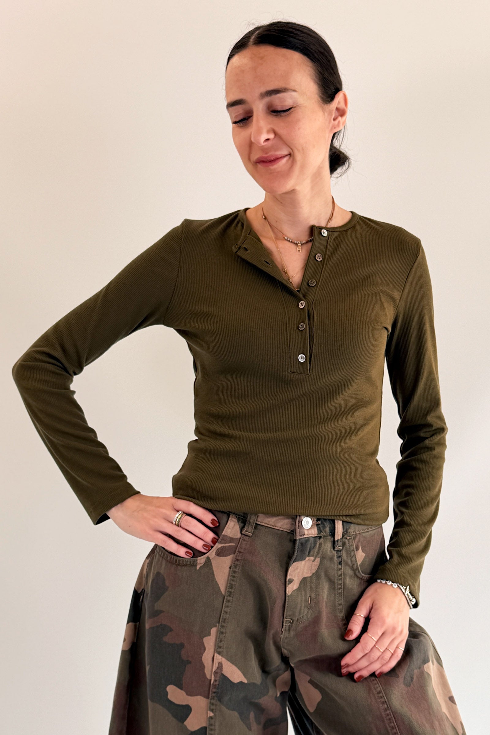 Maglia a serafino cannettata