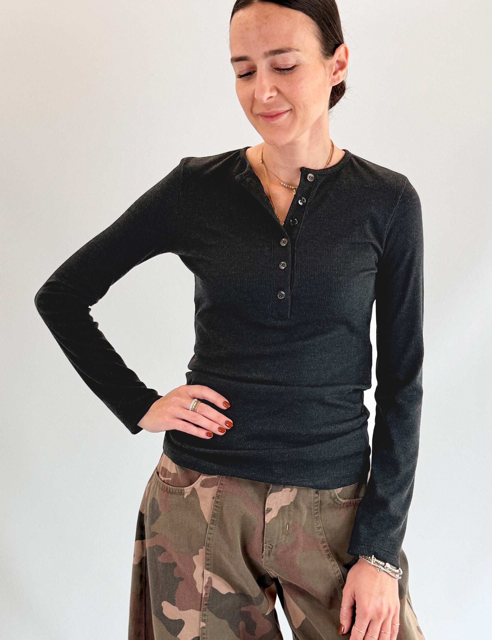 Maglia a serafino cannettata