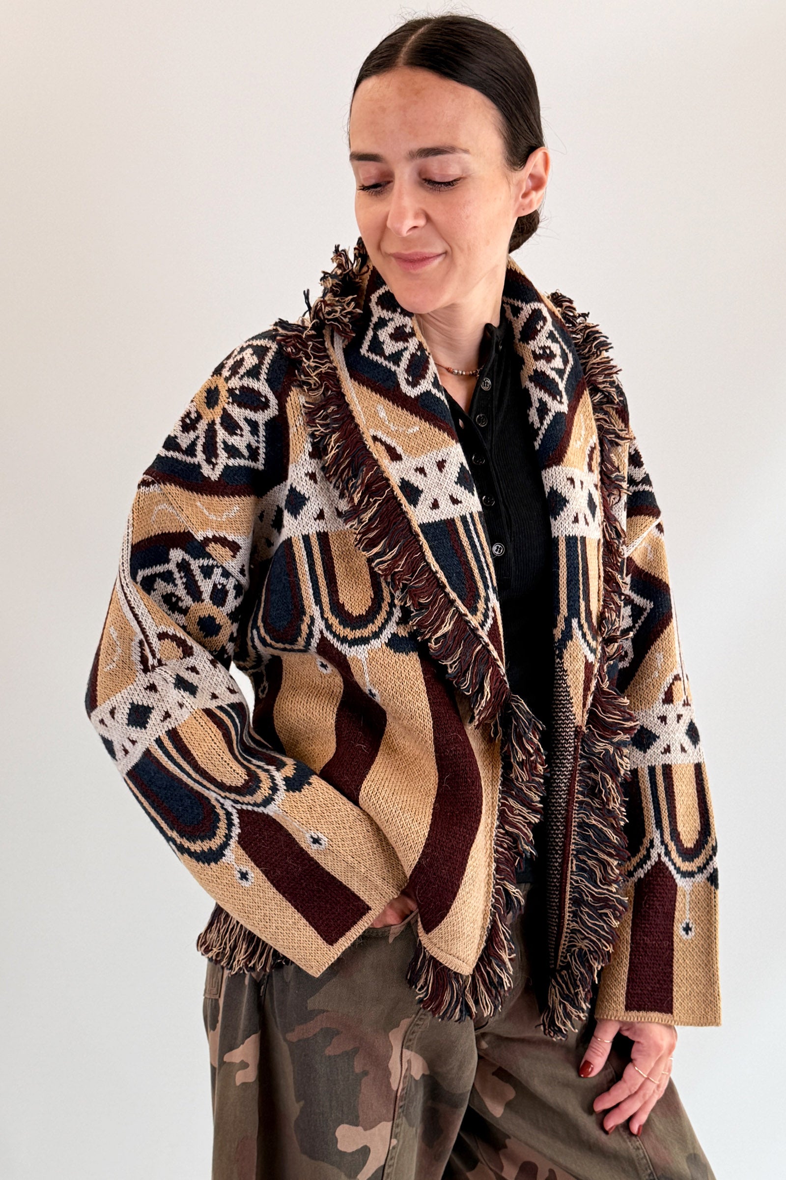 Cardigan frange origami