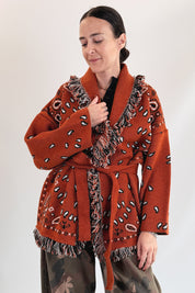 Cardigan bandana con frange