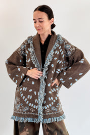 Cardigan bandana con frange