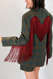 Blazer scozzese con frange