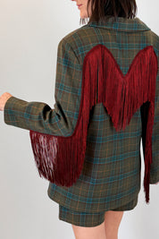 Blazer scozzese con frange