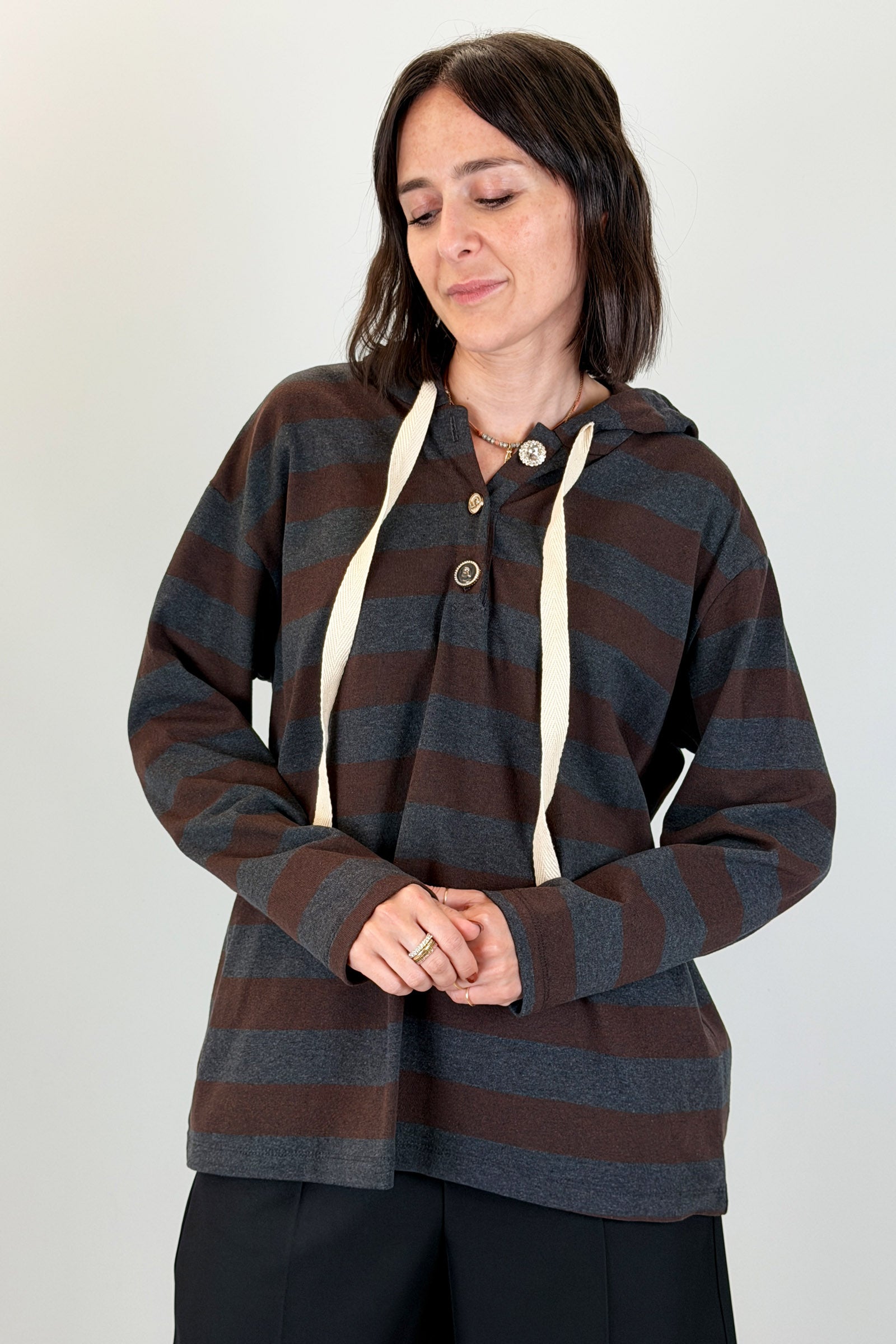 Polo gioiello righe cappuccio