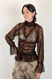 Blusa pizzo collo alto