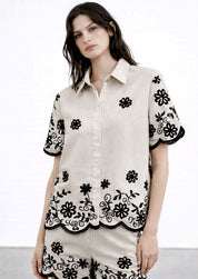 Camicia mezza manica ricami