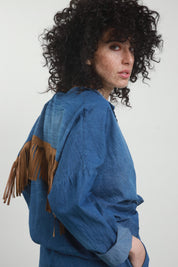 Camicia jeans con frange