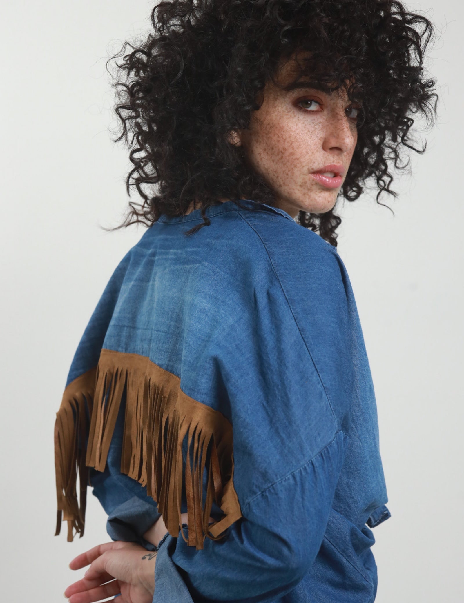 Camicia jeans con frange
