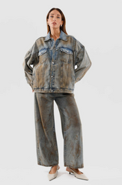 Giubbotto jeans oversize dirty