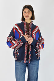 Cardigan fantasia frange
