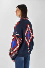 Cardigan fantasia frange
