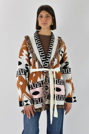 Cardigan fantasia e frange