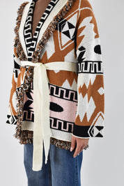 Cardigan fantasia e frange