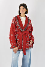 Cardigan jaquard frange