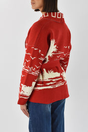 Cardigan palme con cintura