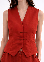 Gilet con alamari in viscosa