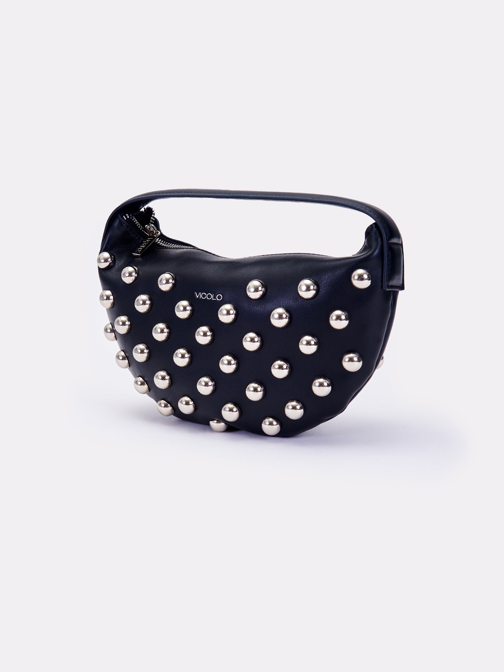 Borsa croissant studded