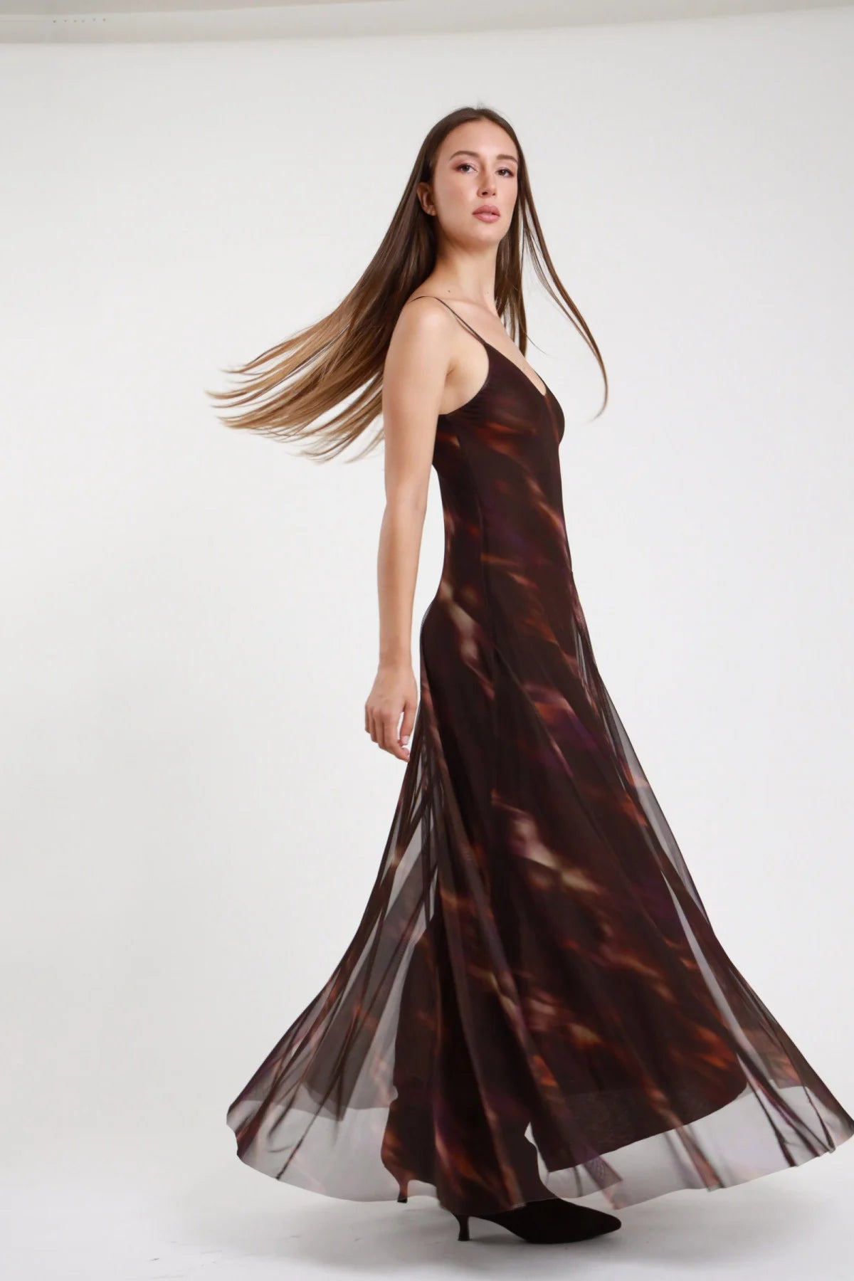 Abito lungo tulle fantasia