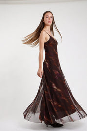 Abito lungo tulle fantasia
