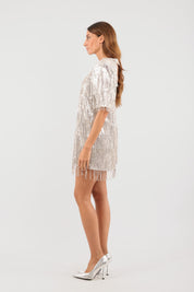 Abito corto fili paillettes