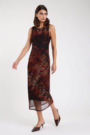 Abito tulle smanicato fantasia