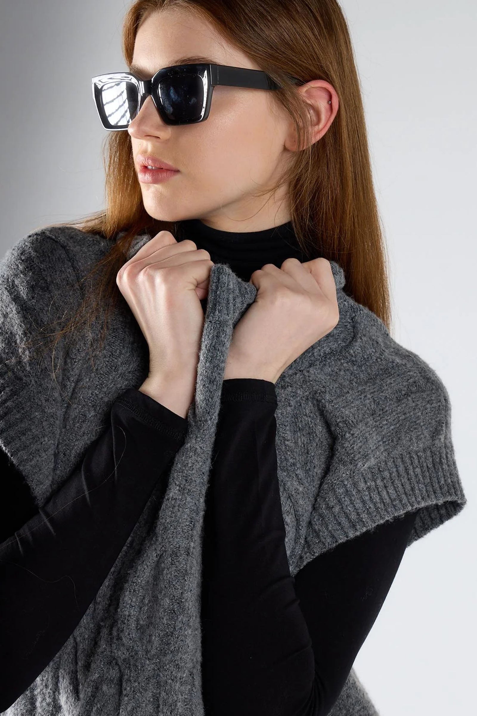Gilet trecce girocollo