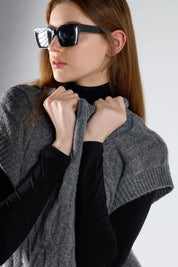 Gilet trecce girocollo