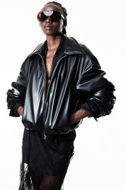 Bomber arricciato ecopelle