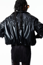 Bomber arricciato ecopelle