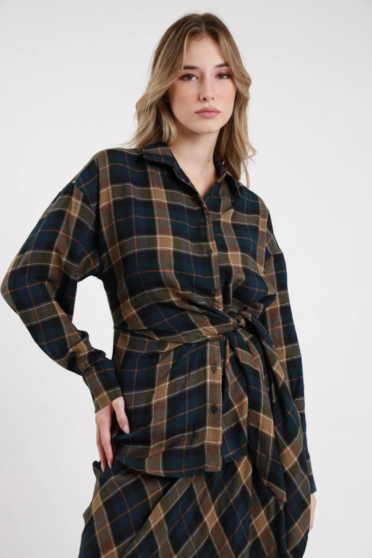 Camicia a quadri con ripresa