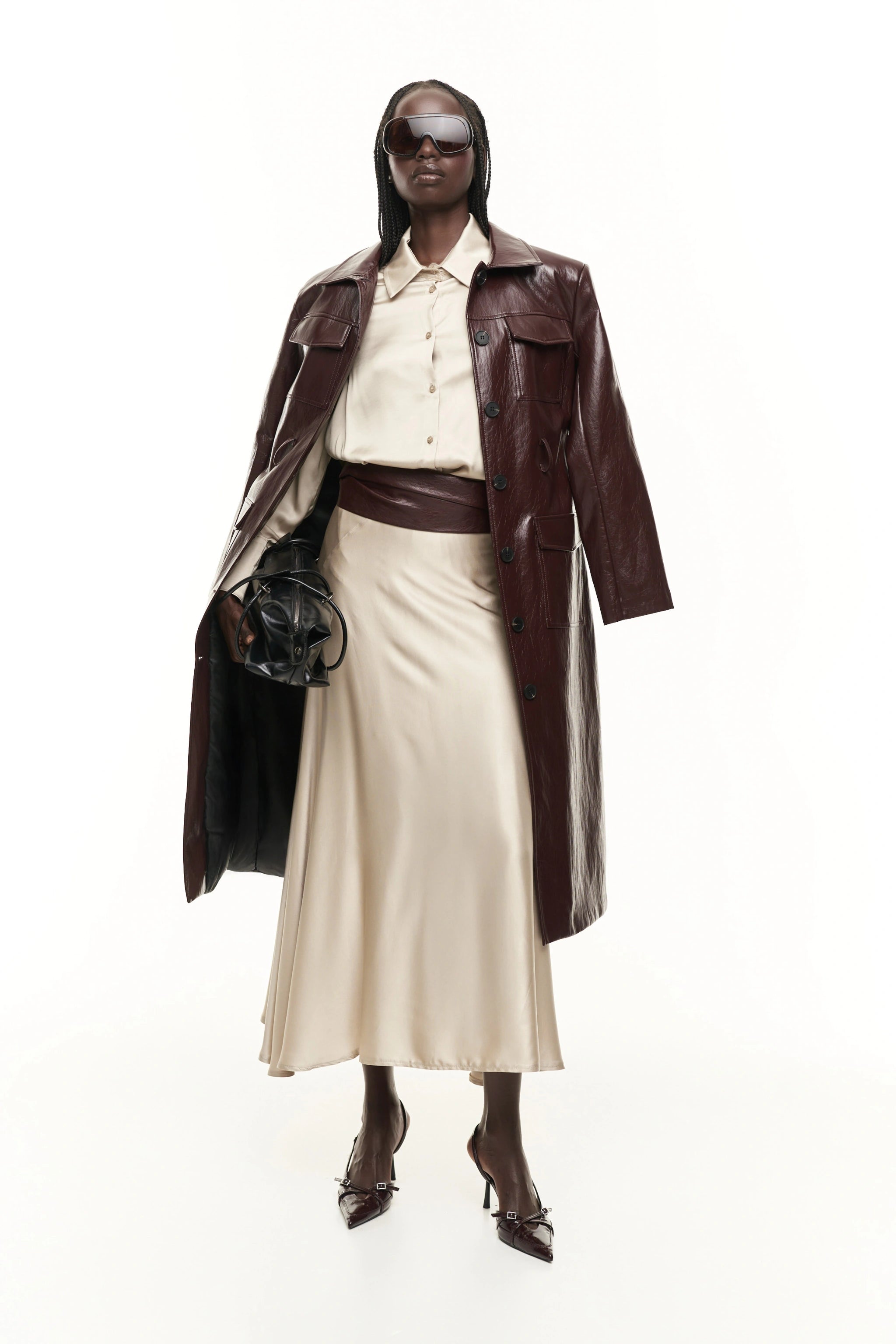 Trench ecopelle con cintura