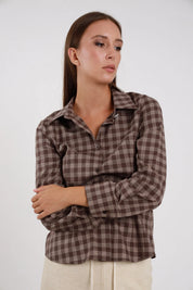 Camicia check bottone gioiello