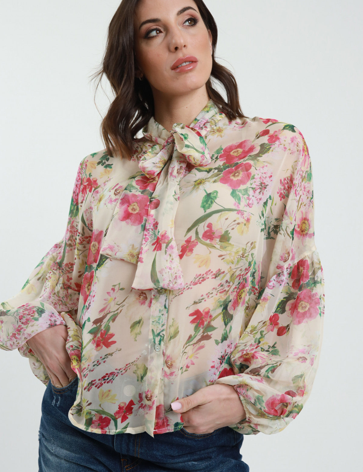 Camicia voile fiocco