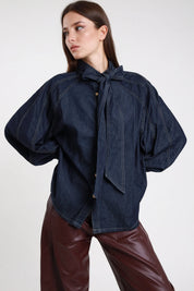 Camicia denim fiocco