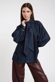 Camicia denim fiocco