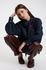 Camicia denim fiocco
