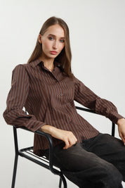 Camicia righe bottone gioiello