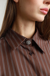Camicia righe bottone gioiello