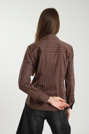 Camicia righe bottone gioiello