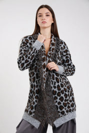 Cardigan lungo maculato