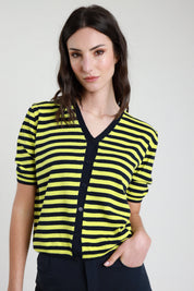 Cardigan rigato mezza manica