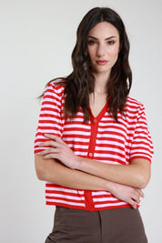 Cardigan rigato mezza manica