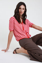 Cardigan rigato mezza manica