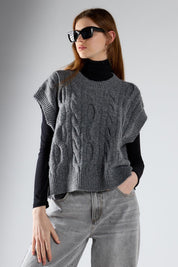 Gilet trecce girocollo